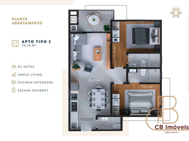 #1643 - Apartamento para Venda em Camboriú - SC - 2